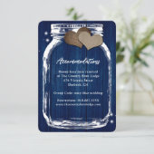 Rustic Navy Blue Mason Jar Wood Accommodatie Kaart (Staand voorkant)