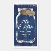 Rustic Navy Blue Mason Jar Wood Mr & Mrs Wedding Servet (Voorkant)