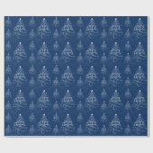 Rustic Navy Blue Merry kerst Cadeaupapier (Vlak)