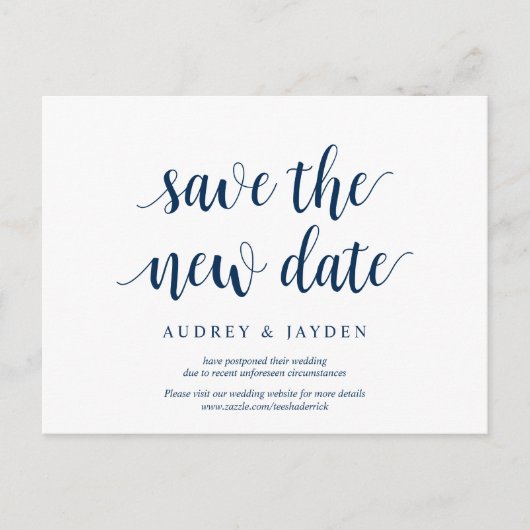 Rustic Navy Blue, Save the new date, we zijn uitge Briefkaart (Voorkant)