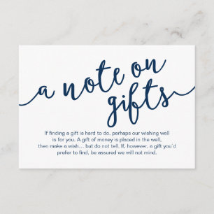 Rustic Navy Blue Script, Een notitie over geschenk Informatiekaartje