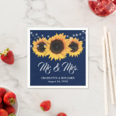 Rustic Navy Blue String Lights Sunflower Wedding Servet (Insitu)