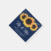 Rustic Navy Blue String Lights Sunflower Wedding Servet (Hoek)