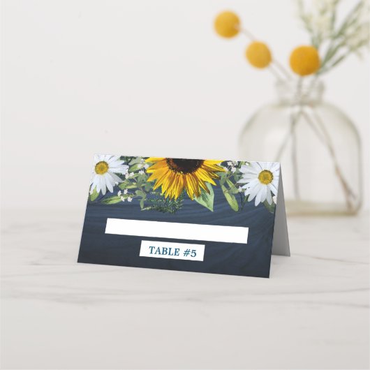 Rustic Navy Blue Sunflower|Daisy Wedding (Voorkant)