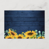 Rustic Navy Blue Sunflower Wedding Details Informatiekaartje (Achterkant)