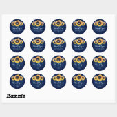 Rustic Navy Blue Sunflower Wedding Favor Ronde Sticker (Vel)