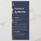 Rustic Navy Blue Terracotta Floral Menu Mariage (Devant)