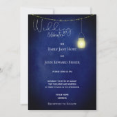 Rustic Navy Blue Waterverf Mason Jar Wedding Kaart (Voorkant)
