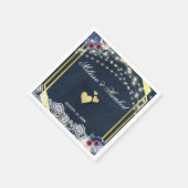 Rustic Navy Blue Wood Lace String Lights Wedding Servet (Hoek)