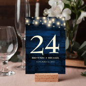 Rustic Navy Blue Wood String Light Table Kaart