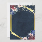 Rustic Navy Blue Wood String Light Vrijgezellenfee Kaart (Achterkant)