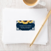 Rustic Navy Blue Wood Sunflower Address Labels (Insitu)