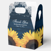 Rustic Navy Blue Wood Sunflower Wedding Bedankdoosjes (Geopend)