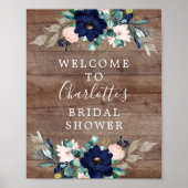 Rustic Navy & Blush Bruiloftsontvangstbord Poster (Voorkant)