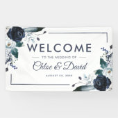 Rustic Navy Boho Floral Wedding Spandoek (Horizontaal)