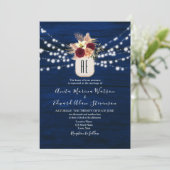 Rustic Navy Bourgogne Floral Mariage Invitation (Debout devant)