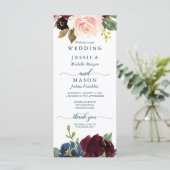 Rustic Navy Burgundy Wedding Programme Programma (Staand voorkant)