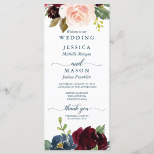 Rustic Navy Burgundy Wedding Programme Programma