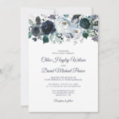 Rustic Navy Dusty Blue Waterverf Wedding Kaart (Voorkant)