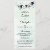 Rustic Navy en Blush Bloemen Greenery Krans Programma (Voorkant)