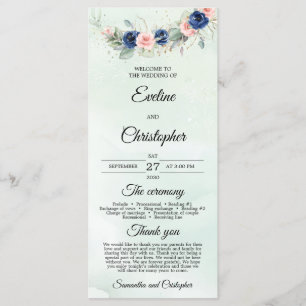 Rustic Navy en Blush Bloemen Greenery Krans Programma