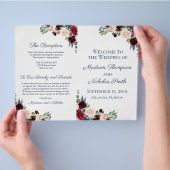 Rustic Navy en Marsala Floral Wedding Programs Flyer (Hand)