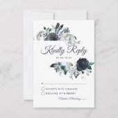 Rustic Navy Peony Waterverf bruiloft RSVP Kaartje (Voorkant)