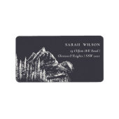 Rustic Navy Pine Bossen Mountain Sketch Adres Etiket (Voorkant)