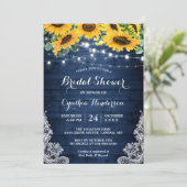 Rustic Navy String Lights Vrijgezellenfeest Kaart (Staand voorkant)