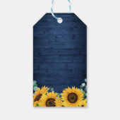 Rustic Navy Sunflower String Lights Vrijgezellenfe Cadeaulabel (Achterkant)