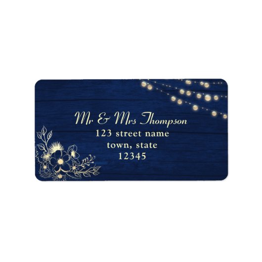 Rustic Navy Wedding Return Adreslabel Etiket (Voorkant)