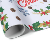 Rustic Navy wit en rood Vrolijk Kerstfeest Cadeaupapier (Rol Hoek)