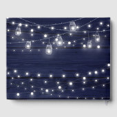 Rustic Navy Wood Mason Jars Lights Wedding Gastenboek (Achterkant)