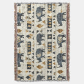 Rustic Neushoorn Tribal Patroon (1) Deken (Voorkant Verticaal)