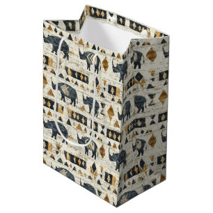 Rustic Neushoorn Tribal Patroon (1) Medium Cadeauzakje