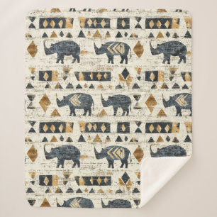 Rustic Neushoorn Tribal Patroon (1) Sherpa Deken