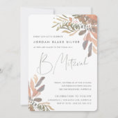 Rustic Neutral Boho Floral B Mitzvah Kaart (Voorkant)