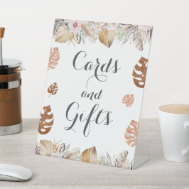 Rustic Neutral Boho Wedding Cards and Gifts Card Reclamebord Met Voetstuk