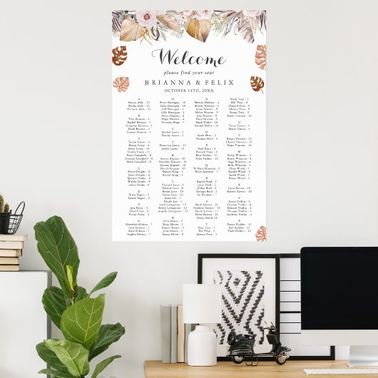 Rustic Neutral Boho Wedding Seating Chart Poster (Thuiskantoor)