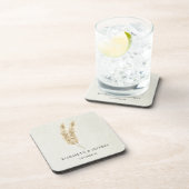 Rustic Neutral Earthy Boho Pampas Grass Wedding Bier Onderzetter (Rechterzijde)