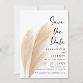 Rustic Neutral Earthy Boho Pampas Save the Date Aankondiging (Voorkant)