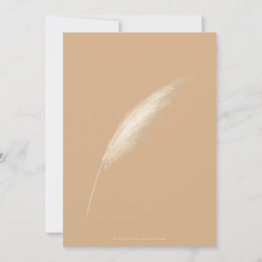 Rustic Neutral Earthy Boho Pampas Save the Date Aankondiging (Achterkant)