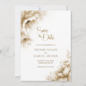 Rustic Neutral Floral Wedding Save the Date (Devant)