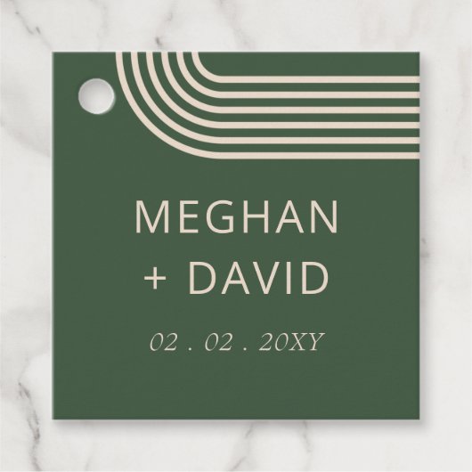 Rustic Neutral Green Arched Modern Wedding Bedankjes Labels (Voorkant)
