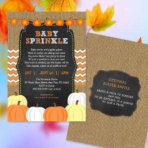 Rustic Neutral Pumpkin baby sprinkle uitnodiging