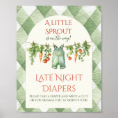 Rustic Neutral Sprout Baby Shower Diaper Fun Poster (Voorkant)