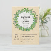 Rustic Neutral Wedding WreatCustom Invitation Kaart (Staand voorkant)