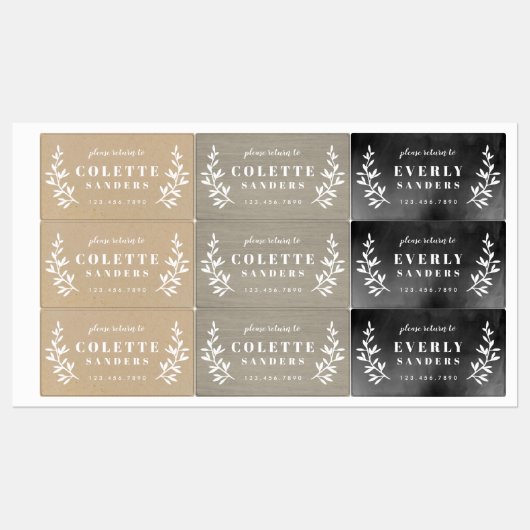 Rustic Neutrals Trio Waterproof Nom Étiquettes (Feuille)