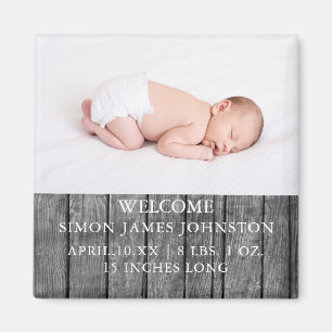 Rustic Newborn Announcement Magnet Magneet