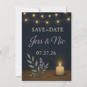 Rustic Night Glow Save the Date Card – Flat Card (Voorkant)